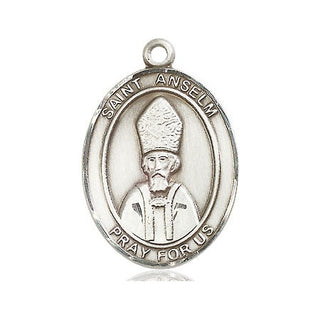 Pewter Saint Anselm of Canterbury Medal Engraved Catholic Saint Jewelry