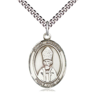 Pewter Saint Anselm of Canterbury Medal Catholic Jewelry Engraved Catholic Saint Jewelry
