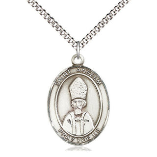 Pewter Saint Anselm of Canterbury Medal Catholic Jewelry Engraved Catholic Saint Jewelry