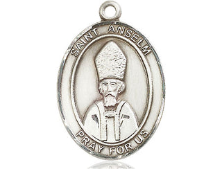 Sterling Silver Saint Anselm of Canterbury Medal Catholic Jewelry Engraved Catholic Saint Jewelry