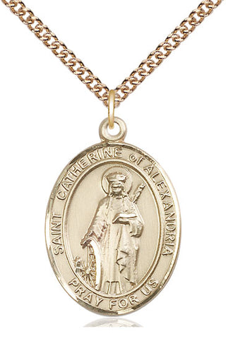 14kt Gold Filled Saint Catherine of Alexandria Medal Catholic Jewelry Engraved Catholic Saint Jewelry