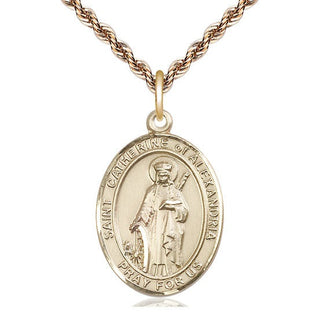 14kt Gold Filled Saint Catherine of Alexandria Medal Catholic Jewelry Engraved Catholic Saint Jewelry