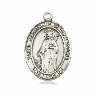 Pewter Saint Catherine of Alexandria Medal Engraved Catholic Saint Jewelry