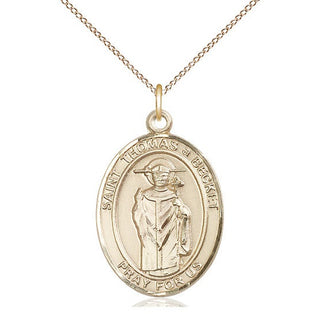 14kt Gold Filled Saint Thomas A Becket Medal Catholic Jewelry Engraved Catholic Saint Jewelry