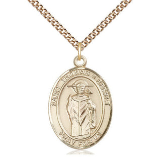 14kt Gold Filled Saint Thomas A Becket Medal Catholic Jewelry Engraved Catholic Saint Jewelry