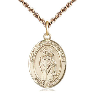 14kt Gold Filled Saint Thomas A Becket Medal Catholic Jewelry Engraved Catholic Saint Jewelry