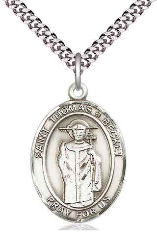 Pewter Saint Thomas A Becket Medal Catholic Jewelry Engraved Catholic Saint Jewelry