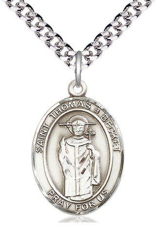 Pewter Saint Thomas A Becket Medal Catholic Jewelry Engraved Catholic Saint Jewelry