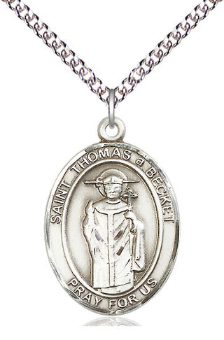 Sterling Silver Saint Thomas A Becket Medal Catholic Jewelry Engraved Catholic Saint Jewelry