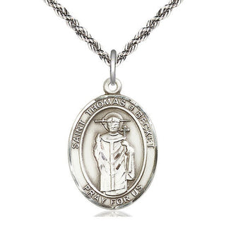 Sterling Silver Saint Thomas A Becket Medal Catholic Jewelry Engraved Catholic Saint Jewelry