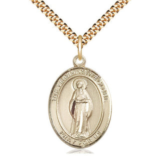 14kt Gold Filled Virgin of the Globe Medal Catholic Jewelry Engraved Catholic Saint Jewelry