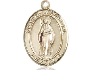 14kt Gold Virgin of the Globe Medal Engraved Catholic Saint Jewelry