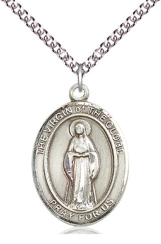 Sterling Silver Virgin of the Globe Medal Catholic Jewelry Engraved Catholic Saint Jewelry