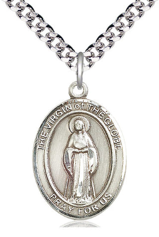 Sterling Silver Virgin of the Globe Medal Catholic Jewelry Engraved Catholic Saint Jewelry