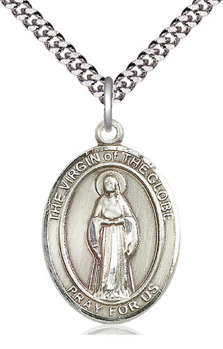 Sterling Silver Virgin of the Globe Medal Catholic Jewelry Engraved Catholic Saint Jewelry