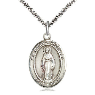 Sterling Silver Virgin of the Globe Medal Catholic Jewelry Engraved Catholic Saint Jewelry