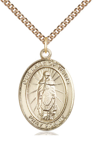 14kt Gold Our Lady of Tears Medal | Engravable