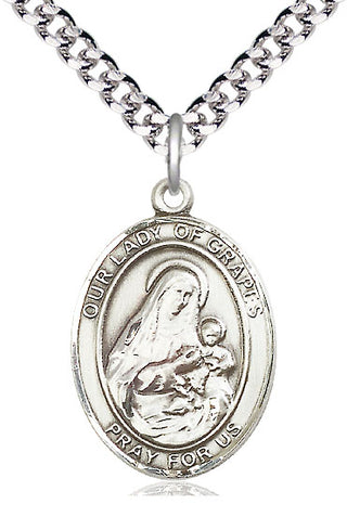 Sterling Silver Our Lady of Grapes Medal | Large | Engravable