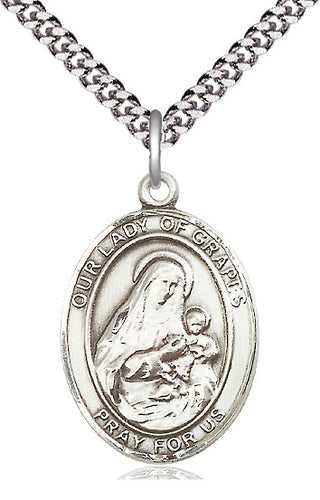 Sterling Silver Our Lady of Grapes Medal | Large | Engravable