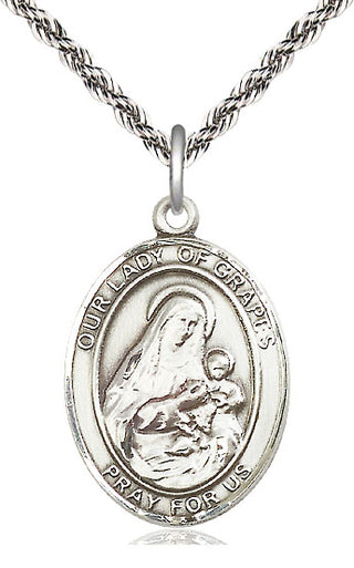 Sterling Silver Our Lady of Grapes Medal | Large | Engravable