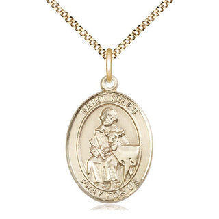 14kt Gold Filled Saint Giles Medal Catholic Jewelry Engraved Catholic Saint Jewelry
