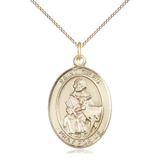14kt Gold Filled Saint Giles Medal Catholic Jewelry Engraved Catholic Saint Jewelry