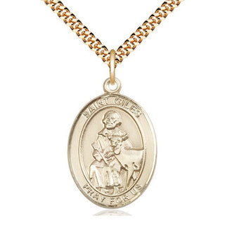 14kt Gold Filled Saint Giles Medal Catholic Jewelry Engraved Catholic Saint Jewelry