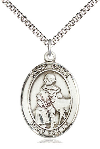 Pewter Saint Giles Medal Catholic Jewelry Engraved Catholic Saint Jewelry