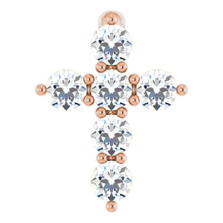 14K Rose 1/6 CTW Natural Diamond Cross Pendant