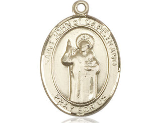 14kt Gold Saint John of Capistrano Medal Engraved Catholic Saint Jewelry