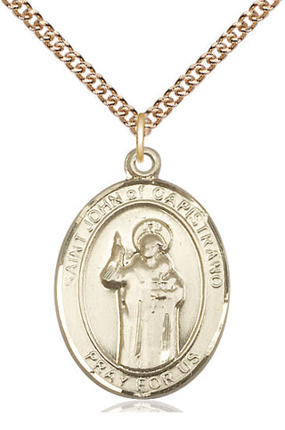 14kt Gold Saint John of Capistrano Medal Engraved Catholic Saint Jewelry