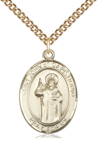 14kt Gold Saint John of Capistrano Medal Engraved Catholic Saint Jewelry