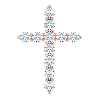 14K Rose 3/8 CTW Lab-Grown Diamond Cross Pendant