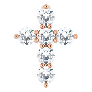 14K Rose 1/4 CTW Natural Diamond Cross Pendant
