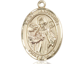 14kt Gold Filled Saint Januarius Medal Engraved Catholic Saint Jewelry