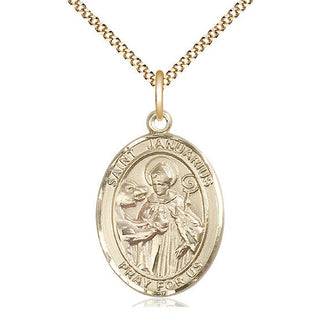 14kt Gold Filled Saint Januarius Medal Catholic Jewelry Engraved Catholic Saint Jewelry
