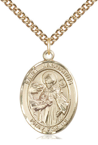 14kt Gold Filled Saint Januarius Medal Catholic Jewelry Engraved Catholic Saint Jewelry