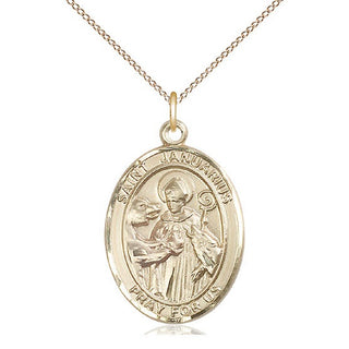 14kt Gold Saint Januarius Medal Engraved Catholic Saint Jewelry