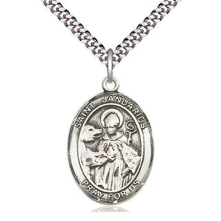 Pewter Saint Januarius Medal Catholic Jewelry Engraved Catholic Saint Jewelry