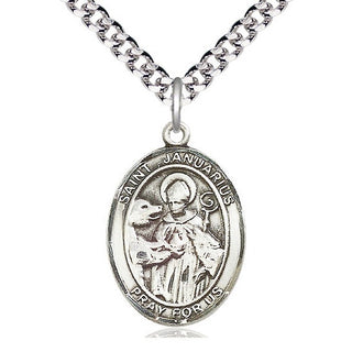 Pewter Saint Januarius Medal Catholic Jewelry Engraved Catholic Saint Jewelry