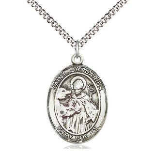 Pewter Saint Januarius Medal Catholic Jewelry Engraved Catholic Saint Jewelry
