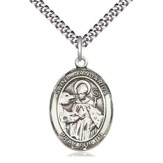 Pewter Saint Januarius Medal Catholic Jewelry Engraved Catholic Saint Jewelry
