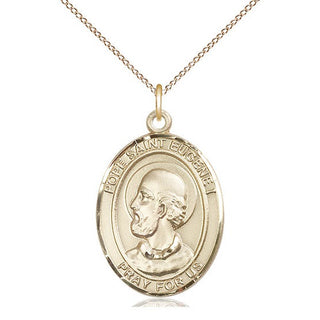 14kt Gold Filled Pope St Eugene I Medal Catholic Jewelry Engraved Catholic Saint Jewelry