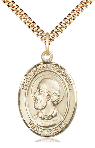 14kt Gold Filled Pope St Eugene I Medal Catholic Jewelry Engraved Catholic Saint Jewelry