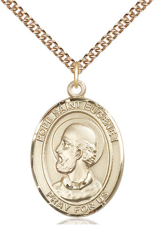 14kt Gold Pope St Eugene I Medal Engraved Catholic Saint Jewelry