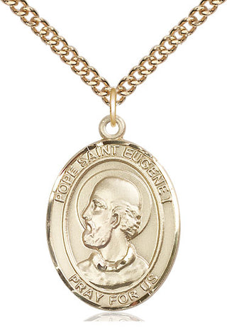 14kt Gold Pope St Eugene I Medal Engraved Catholic Saint Jewelry