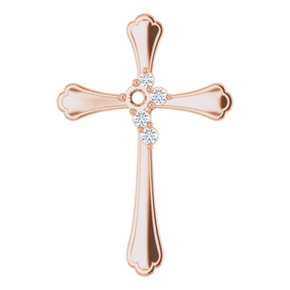 14K Rose 1-Stone 1/8 CTW Natural Diamond Semi-Set Family Cross Pendant