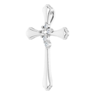 Platinum 1-Stone 1/8 CTW Natural Diamond Semi-Set Family Cross Pendant