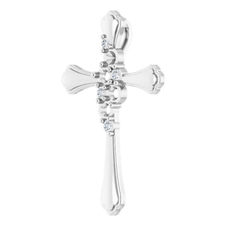 Platinum 4-Stone 1/8 CTW Natural Diamond Semi-Set Family Cross Pendant