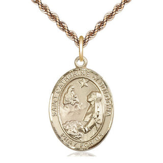 14kt Gold Filled Saint Catherine of Bologna Medal Catholic Jewelry Engraved Catholic Saint Jewelry